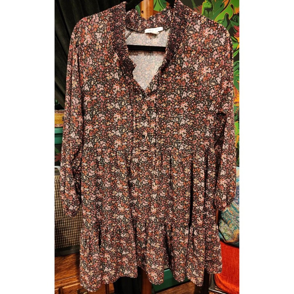 American Eagle Womens Boho Ditsy Floral Print Smocked Tunic Top or Dress. Medium